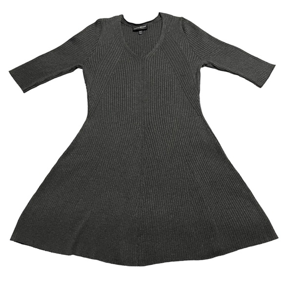 Lane Bryant Dresses & Skirts - LANE BRYANT Solid Gray Ribbed Knit Casual Sweater Dress Size 14 / 16